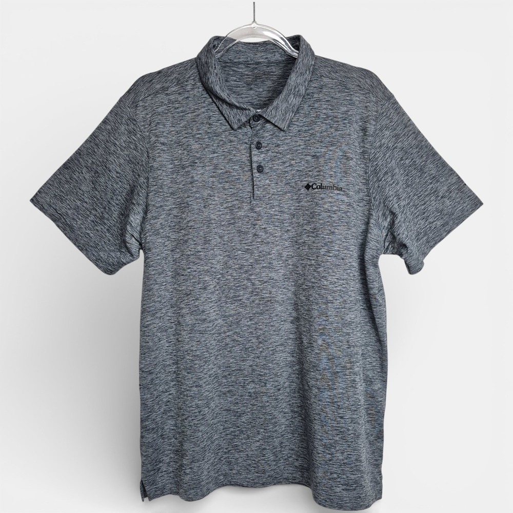 Columbia‎ Omni-Wick Polo Shirt Mens Large Grey Space Dye Heather Short Sleeve